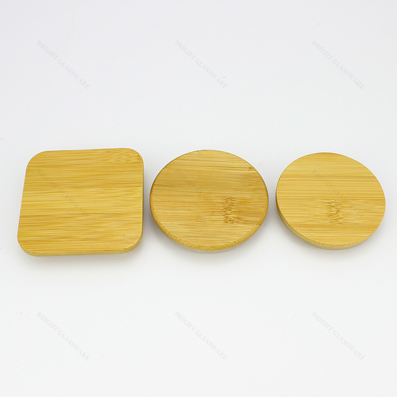 Square Round Bamboo Lid For Candle Jar